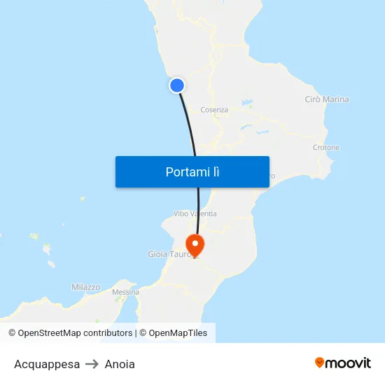 Acquappesa to Anoia map