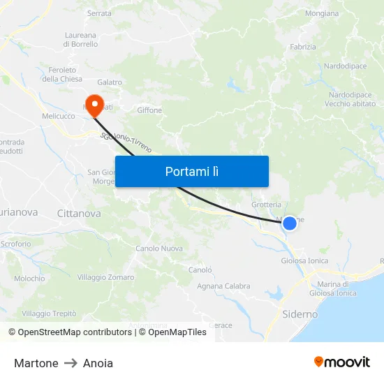 Martone to Anoia map