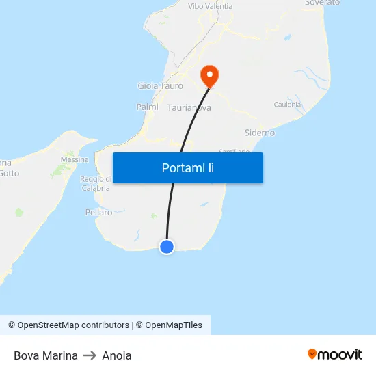 Bova Marina to Anoia map