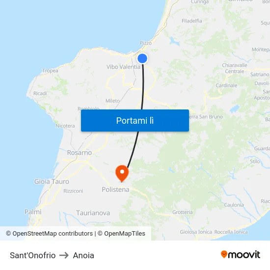 Sant'Onofrio to Anoia map
