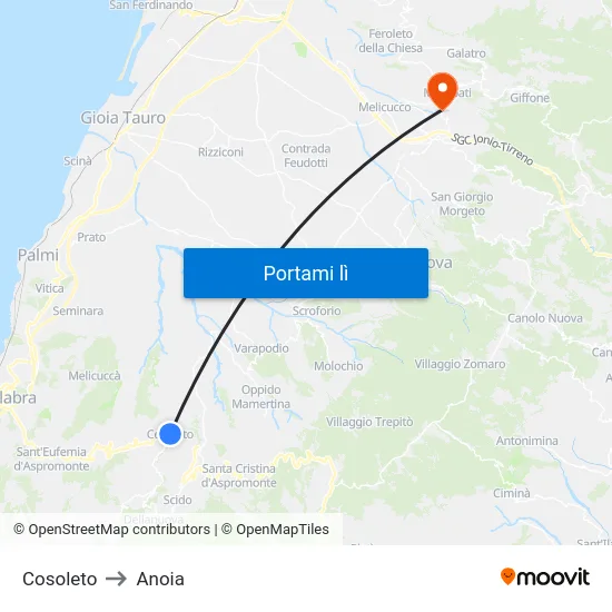 Cosoleto to Anoia map