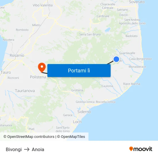 Bivongi to Anoia map