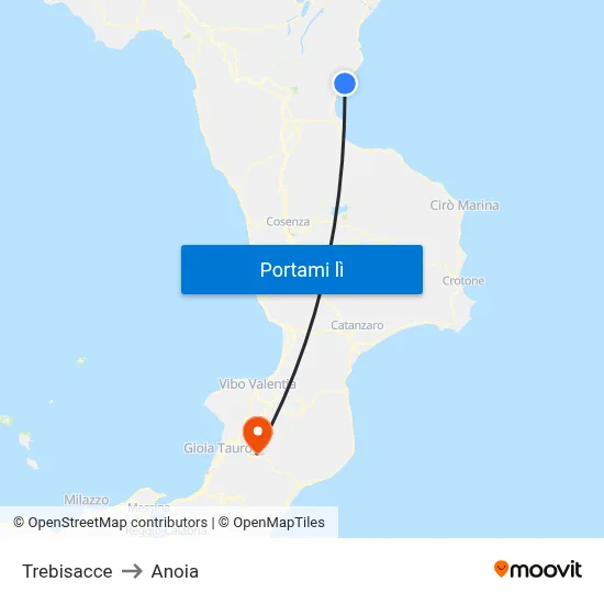 Trebisacce to Anoia map