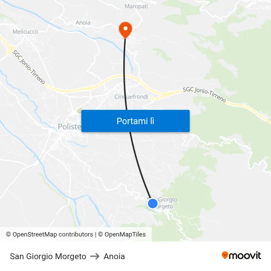 San Giorgio Morgeto to Anoia map