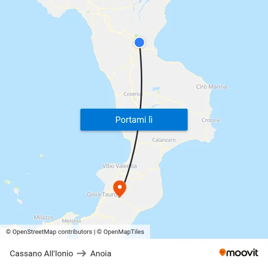 Cassano All'Ionio to Anoia map