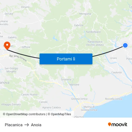 Placanica to Anoia map