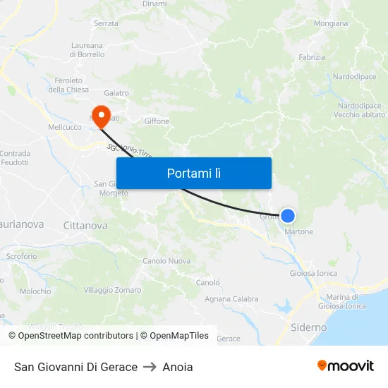 San Giovanni Di Gerace to Anoia map