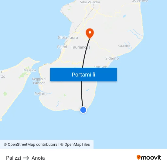 Palizzi to Anoia map