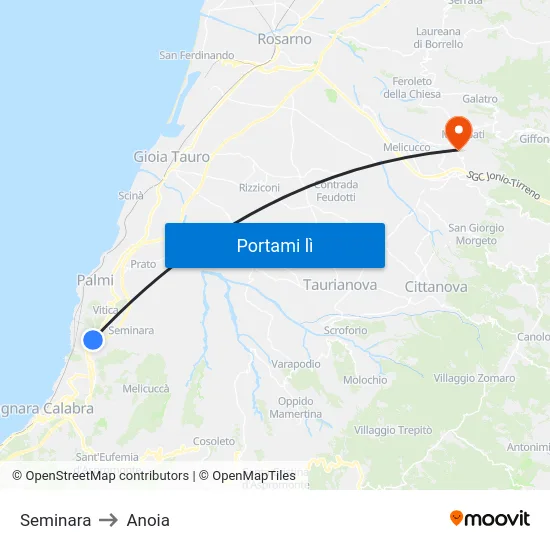 Seminara to Anoia map