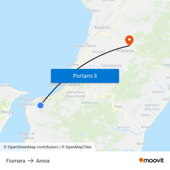 Fiumara to Anoia map