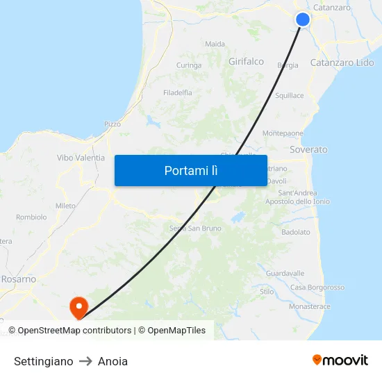 Settingiano to Anoia map