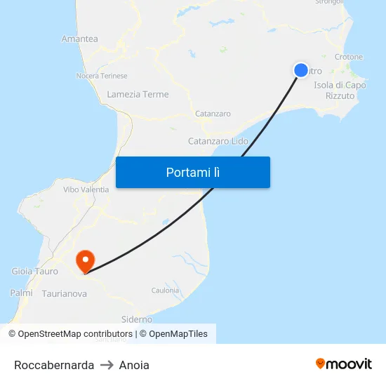 Roccabernarda to Anoia map