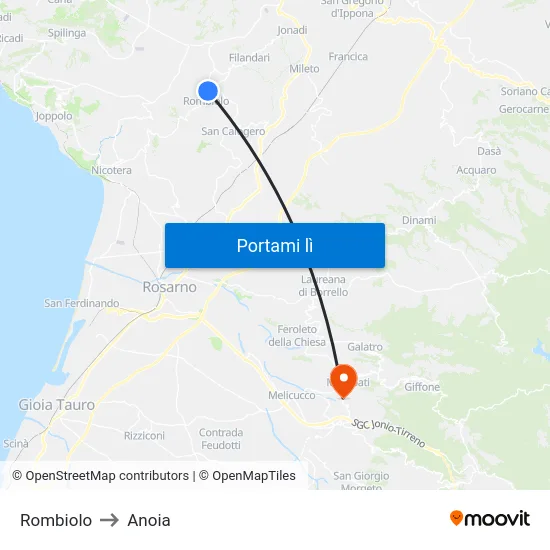 Rombiolo to Anoia map