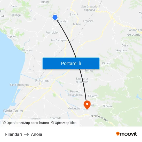 Filandari to Anoia map