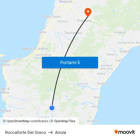 Roccaforte Del Greco to Anoia map