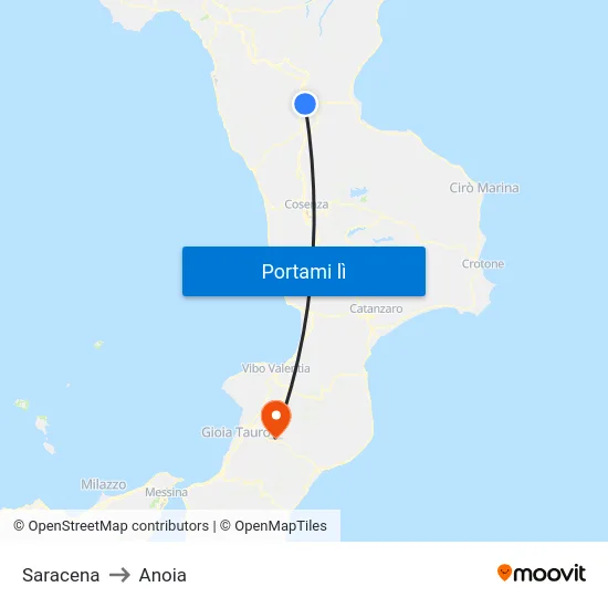 Saracena to Anoia map
