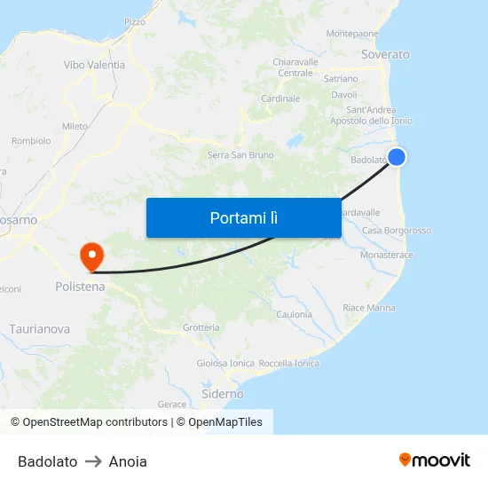 Badolato to Anoia map