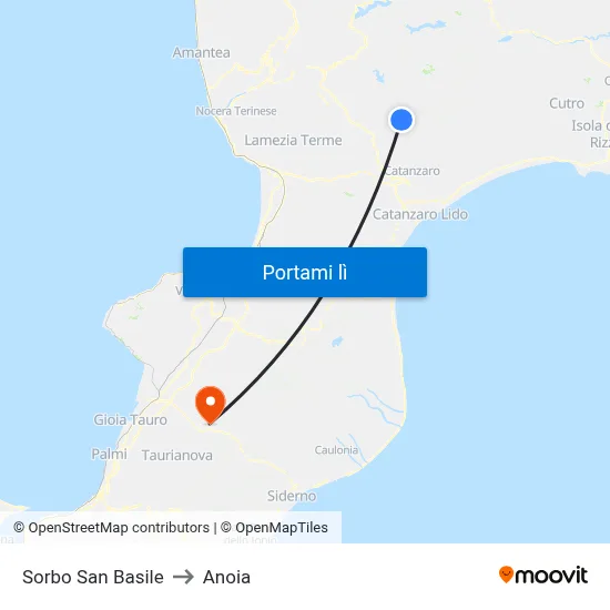 Sorbo San Basile to Anoia map