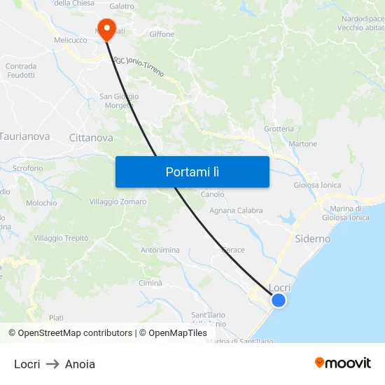 Locri to Anoia map
