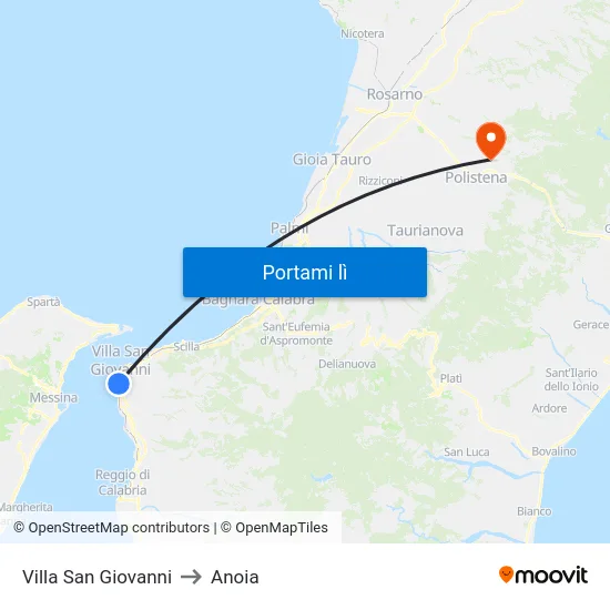 Villa San Giovanni to Anoia map