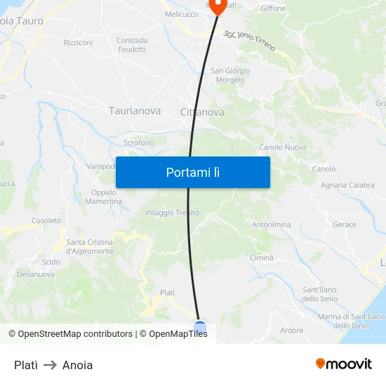 Platì to Anoia map