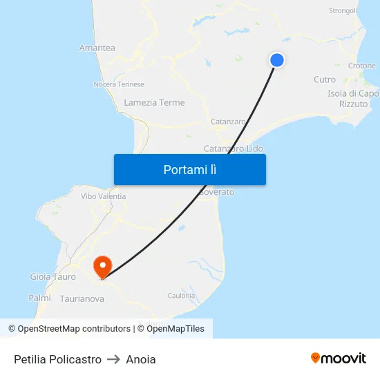Petilia Policastro to Anoia map