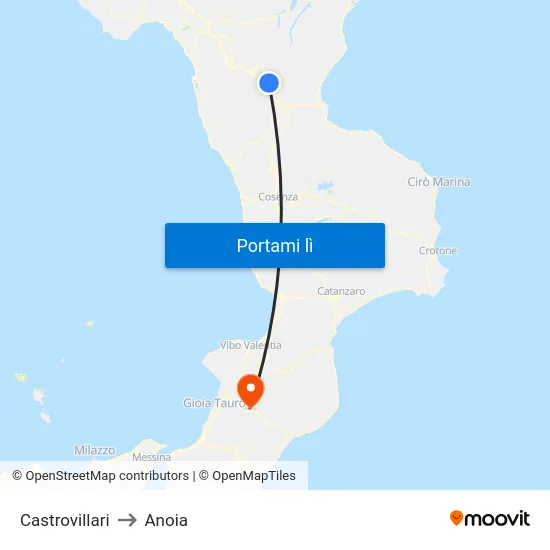 Castrovillari to Anoia map
