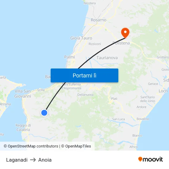 Laganadi to Anoia map