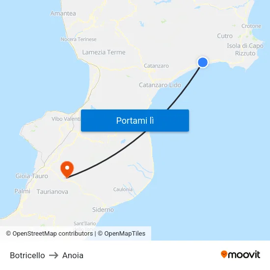 Botricello to Anoia map
