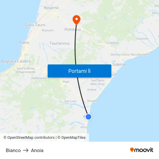 Bianco to Anoia map