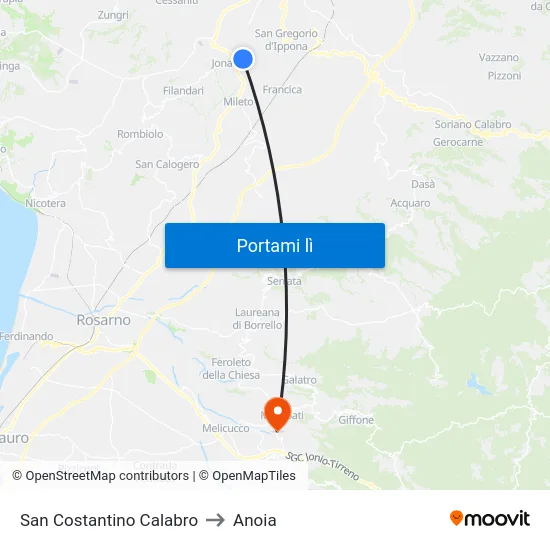San Costantino Calabro to Anoia map