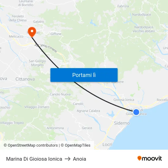 Marina Di Gioiosa Ionica to Anoia map
