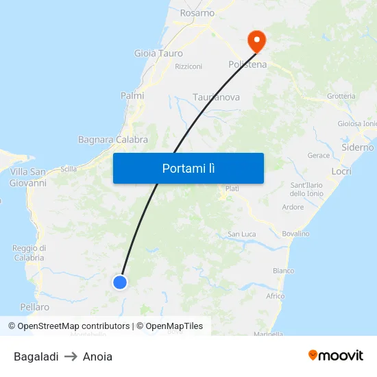 Bagaladi to Anoia map