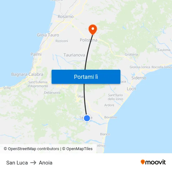 San Luca to Anoia map