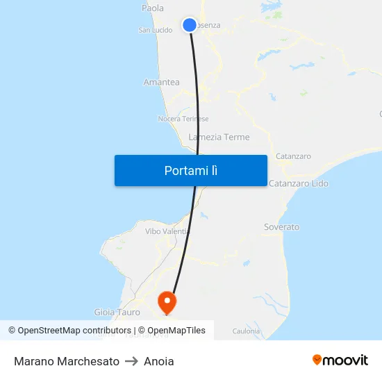 Marano Marchesato to Anoia map