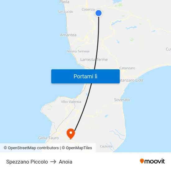 Spezzano Piccolo to Anoia map