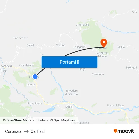 Cerenzia to Carfizzi map