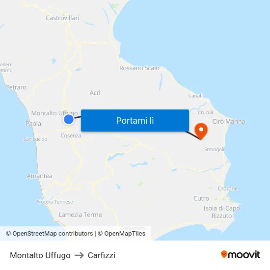 Montalto Uffugo to Carfizzi map