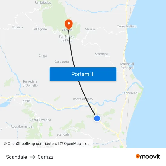 Scandale to Carfizzi map