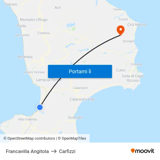 Francavilla Angitola to Carfizzi map