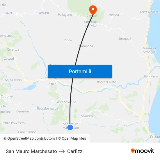 San Mauro Marchesato to Carfizzi map