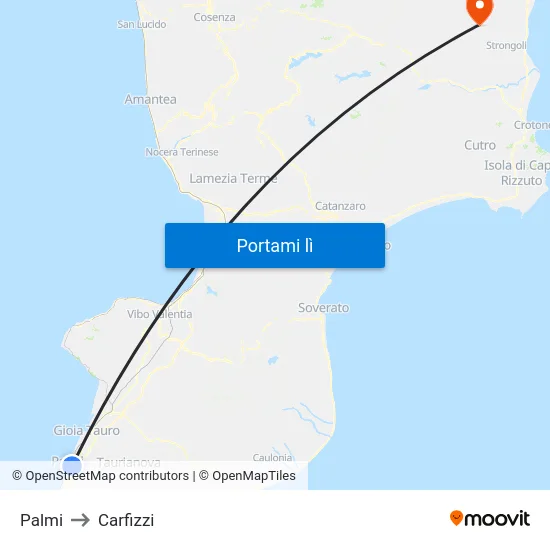 Palmi to Carfizzi map