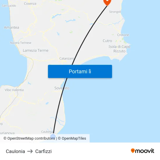 Caulonia to Carfizzi map