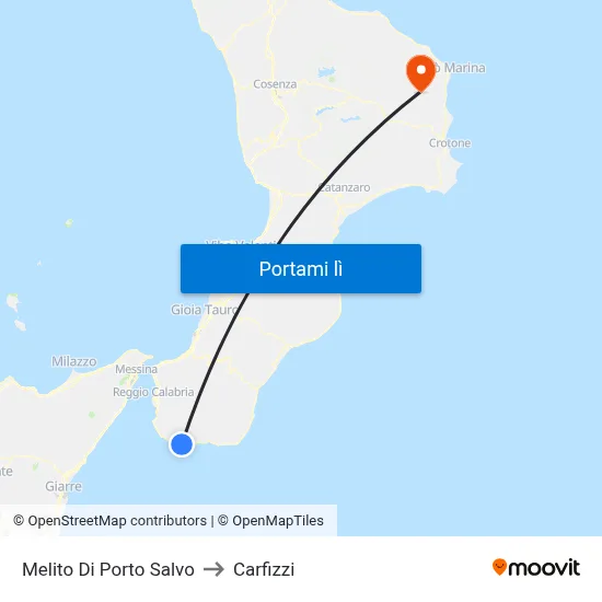 Melito Di Porto Salvo to Carfizzi map