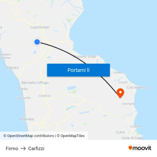 Firmo to Carfizzi map