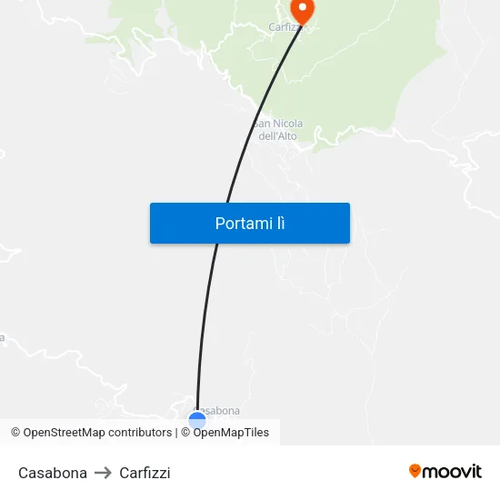 Casabona to Carfizzi map