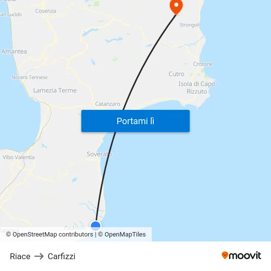 Riace to Carfizzi map