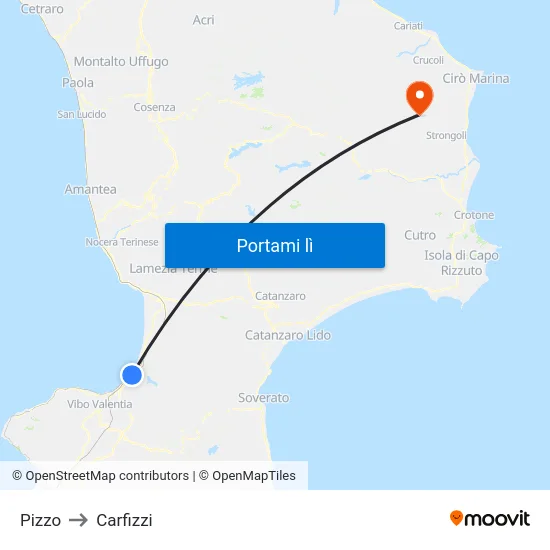 Pizzo to Carfizzi map