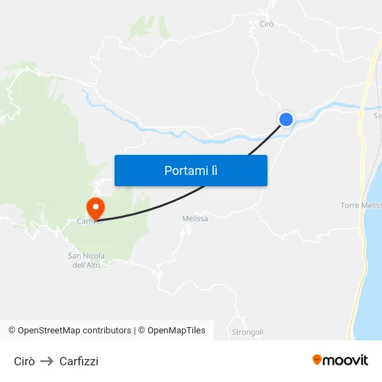 Cirò to Carfizzi map