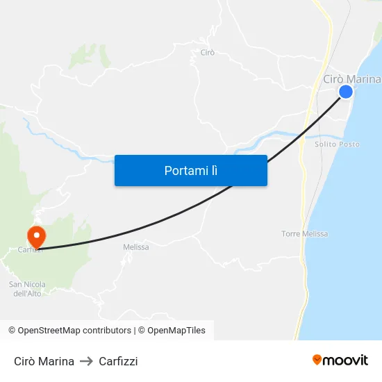 Cirò Marina to Carfizzi map